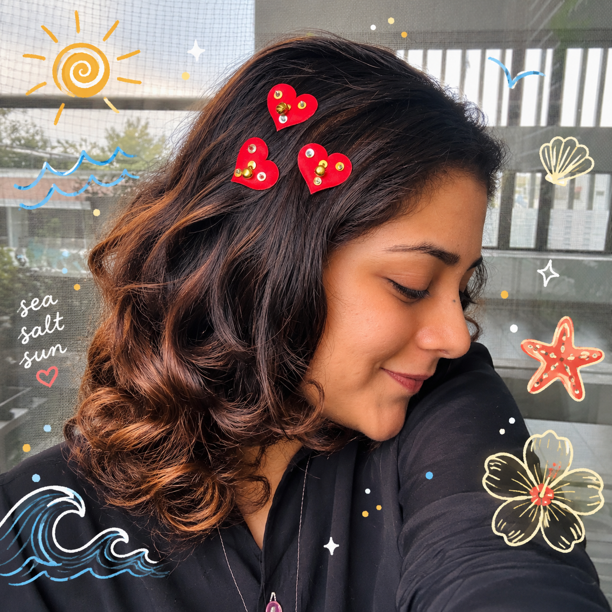 Heart velcro clips (set of 5)