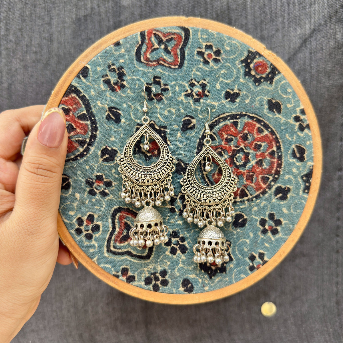 silver oxidised earrings (jaipur)