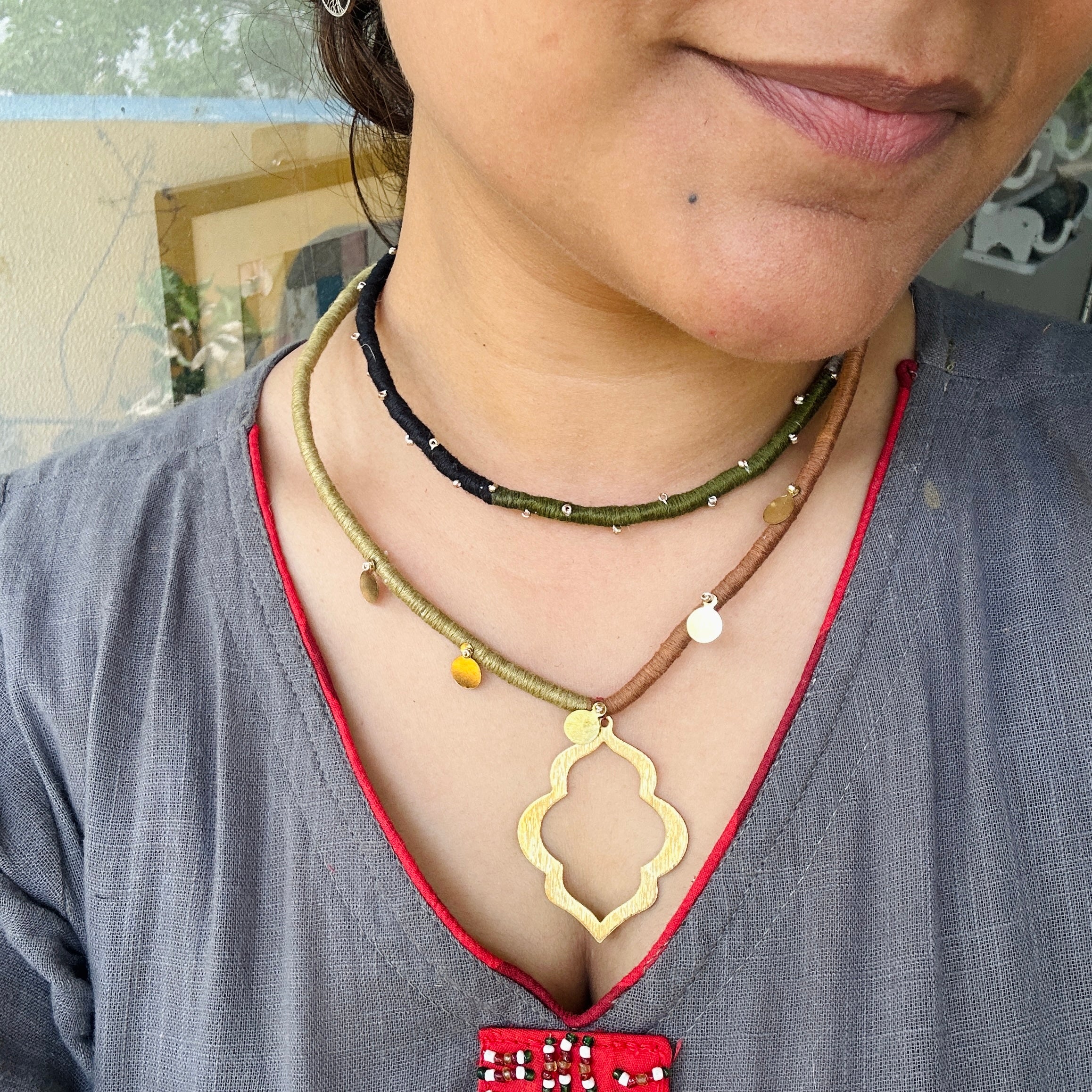 Double Layer Brass Necklace
