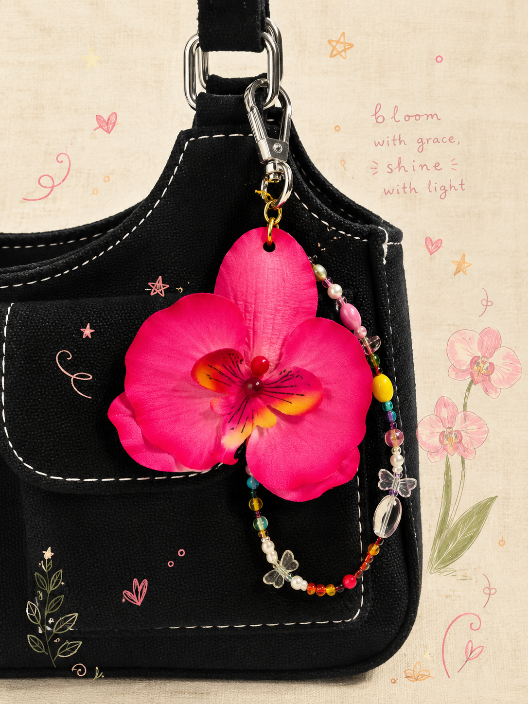 Orchid Bag Charm