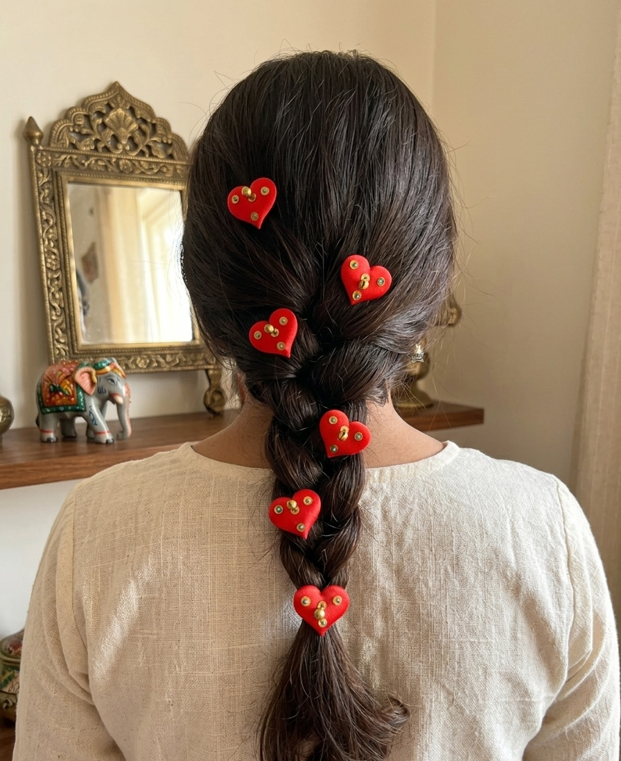 Heart velcro clips (set of 5)